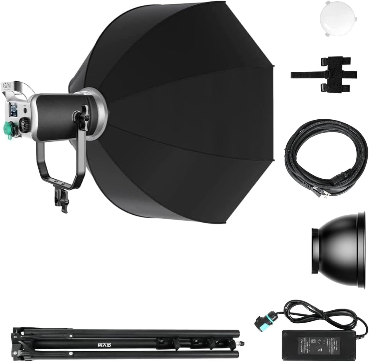 GVM 200W LED videoverlichting met softbox, Bowens 3200K-5600K LED videoverlichting, APP- en DMX-besturing LED studio continu licht voor fotografie, video, interview, YouTube, 93000Lux/0,5m