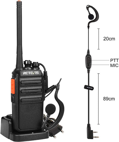 Retevis RT24 Professionele Portofoons met Headset PMR446 Vergunningsvrije Walkie Talkies 16 Kanalen CTCSS/DCS VOX Oplaadbaar Walkie Talkies met EU-stekker Laadstation en Lithium-ionbatterij (10 Stuks, Zwart)