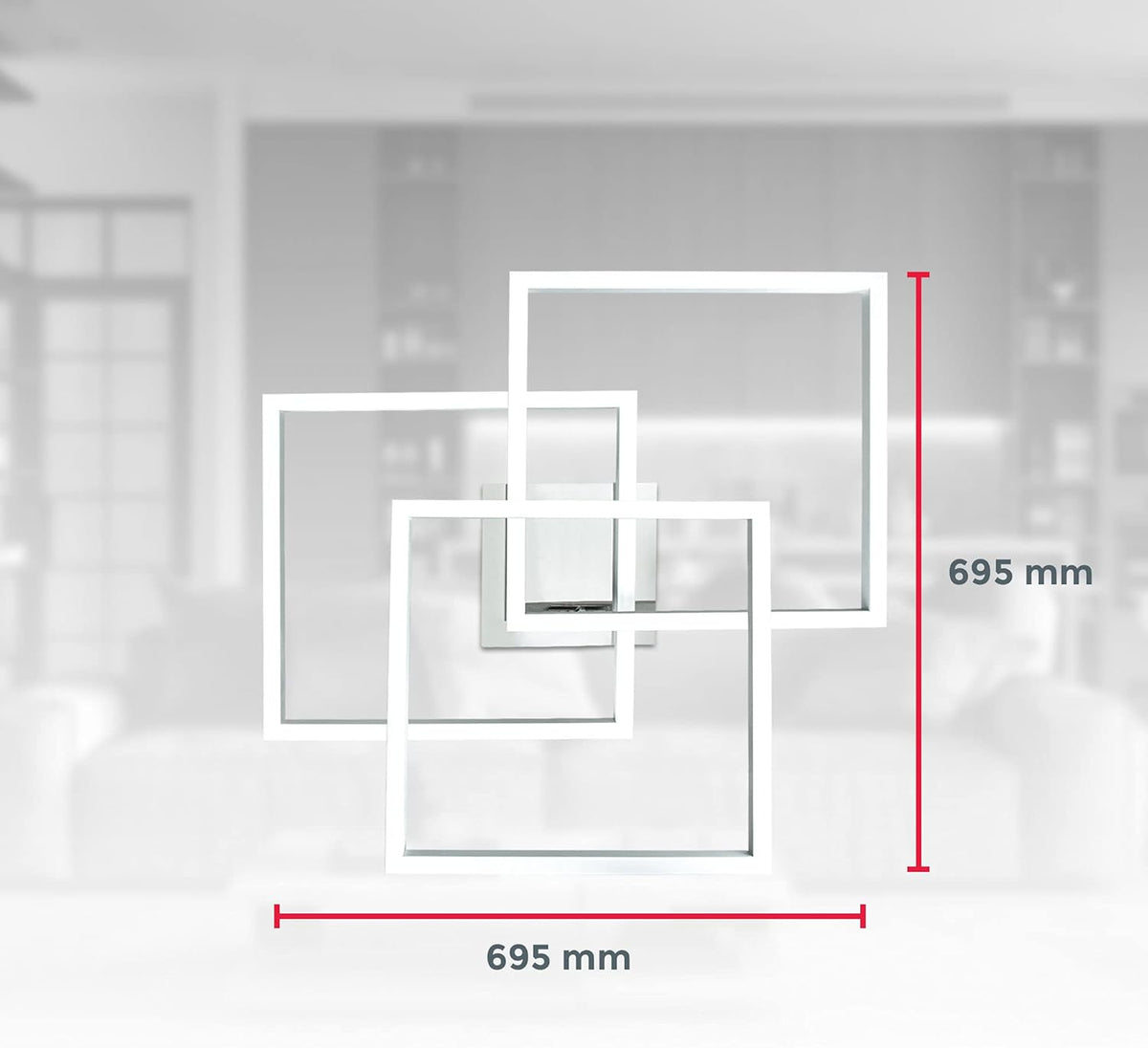 B.K.Licht I LED Frame lamp I dimbare Smart Plafondlamp I WiFi I plafoniere met App en afstandsbediening I CCT en RGB I dimbaar I 48 Watt I 4800 lumen I Chroom-Aluminium I plafondlampen I plafonniere