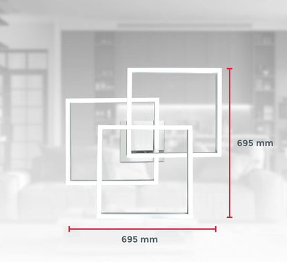 B.K.Licht I LED Frame lamp I dimbare Smart Plafondlamp I WiFi I plafoniere met App en afstandsbediening I CCT en RGB I dimbaar I 48 Watt I 4800 lumen I Chroom-Aluminium I plafondlampen I plafonniere