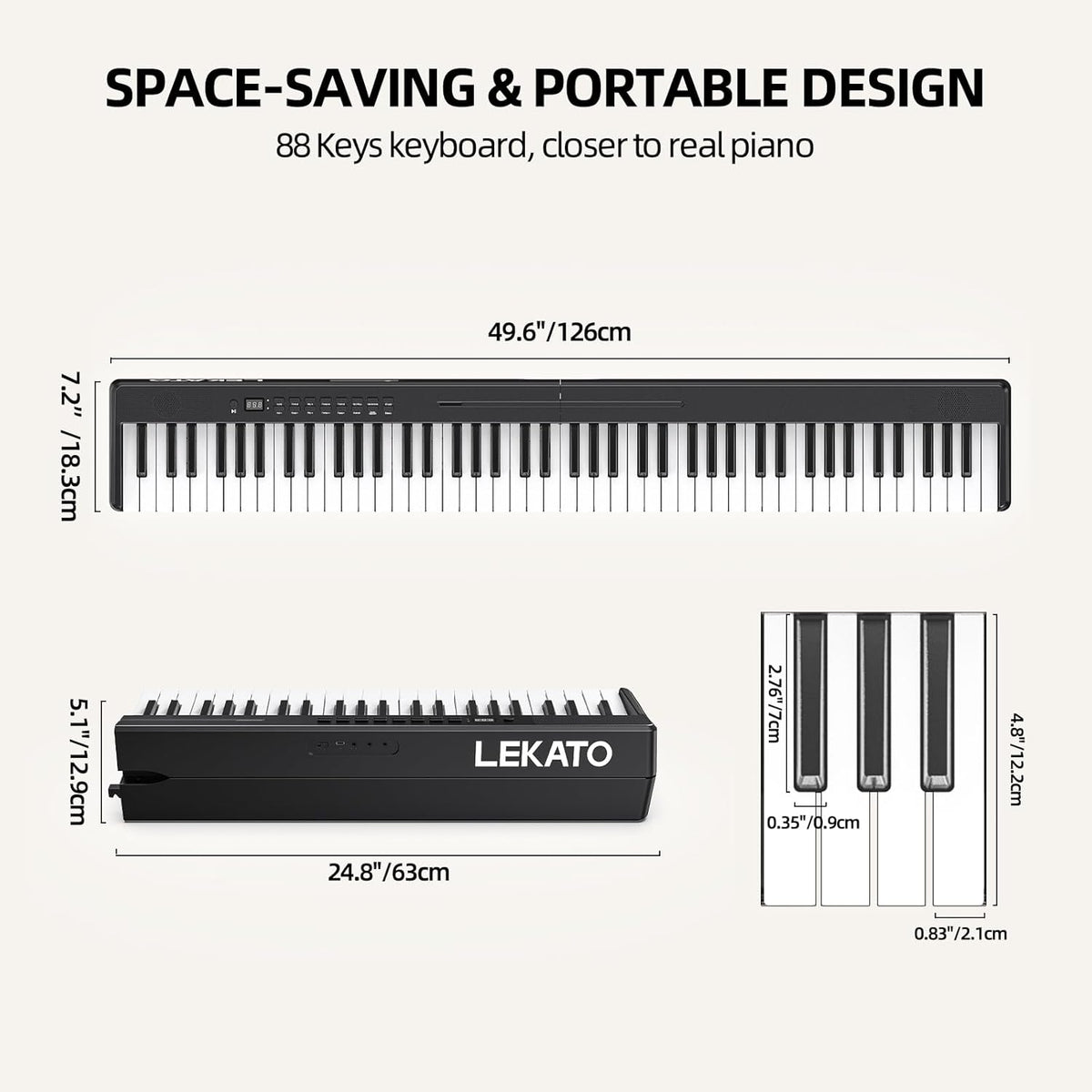 Opvouwbaar Keyboard 88 Toetsen – Piano Keyboard – Elektrische Piano – Digitale Piano – Vouwpiano – 88 Semi-Gewogen, Aanraakgevoelige Toetsen – Bluetooth & USB MIDI