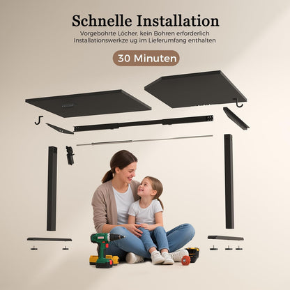 Klicelor L-vormige Verstelbare Hoogte Bureau, 160x (60-90cm), Elektrische Staande bureau, Zit-Sta Bureaux voor het Thuis Kantoor, Ergonomische Computertafel met Splytplaat, zwart