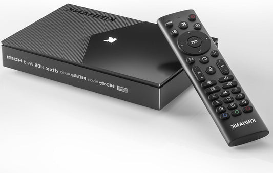 Kinhank 8K Android TV Box Compatible with Dolby Vision, Atmos, DTS X, HDR10+, 8K@60fps BD ISO, 4+64G Media Player, S928X-K/WiFi 6/BT 5.2/Gigabit Ethernet/USB 3.0/AV1/HDMI 2.1,Widevine L1,Poster Wall - QUORE