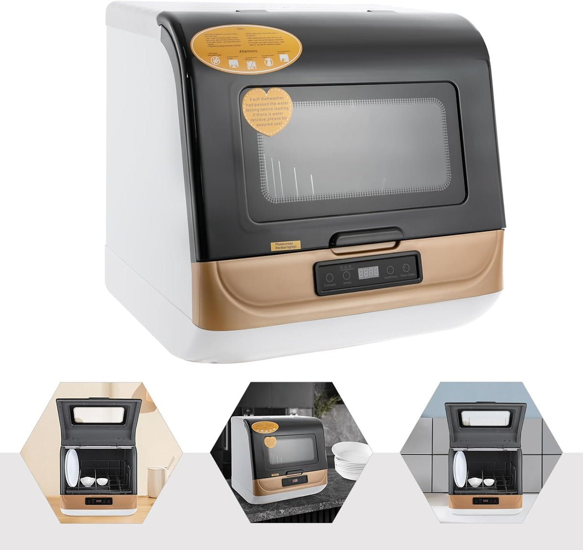 Multifunctional table-dishwasher gold modern rectangular PP ABS stainless steel touch control 800W