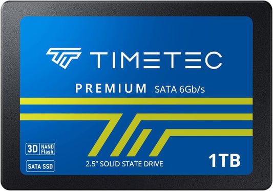 Timetec 1TB SSD 3D NAND SATA III 6Gb/s 2,5 inch 7 mm (0,28") 800TBW Leessnelheid Tot 530 MB/s SLC Cache Prestatieverbetering Interne Solid State-schijf voor pc Computer Desktop en laptop