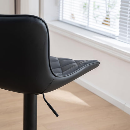Kidol & Shellder Barkrukken Zwarte Set van 2 Industriële Keuken Draaibare Hoogte Verstelbare Hoge Rug Synthetisch Leer Kussen Snelle Montage