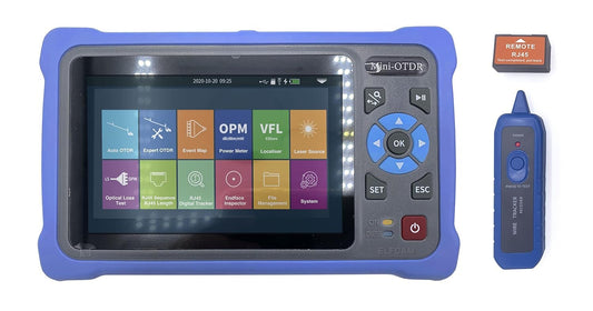 Elfcam® - OTDR voor FTTH, 26dB/24dB single-mode 1310nm / 1550nm, draagbaar 4-in-1 OTDR + VFL+ OPM + OLS, OTDR optische vezeltester/reflectometer van het optische domein, tot 100 km (ELF-5800)
