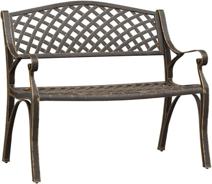 Flash shipping: garden bench suitable for garden furniture, outdoor seating, parks, terraces, benches with backrest, 102 cm cast aluminium, bronze - QUORE