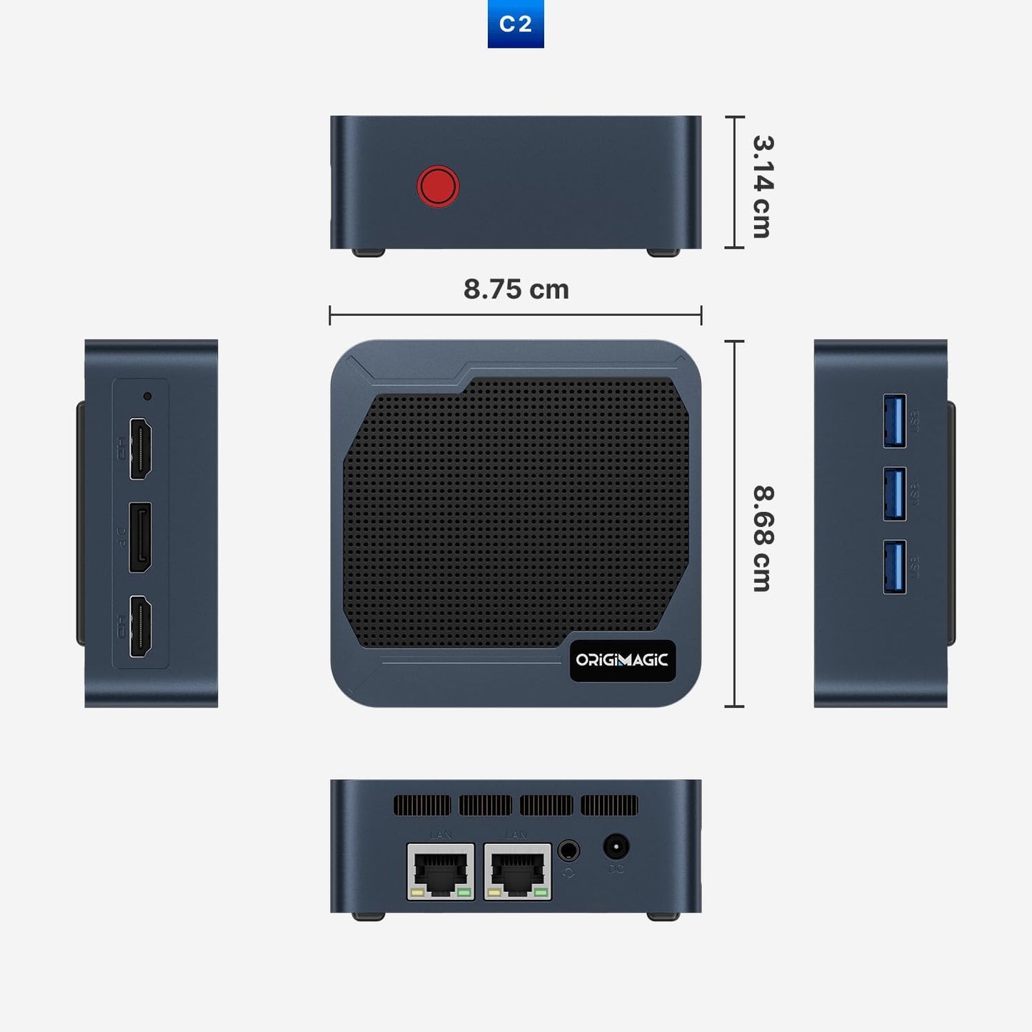 Mini PC C2 Neo N95 (3.4GHz), 12GB RAM, 512GB SSD. Compact with WiFi 5, BT 5.0, Dual Ethernet Mini Desktop for Home/Office/Ultra-quiet