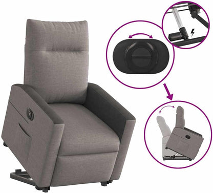 Relaxstoel – Fauteuil – Lectuurstoel – Elektrische Stoel – TV Stoel – Elektrische Opstahulp – Bekleding Stof Taupe