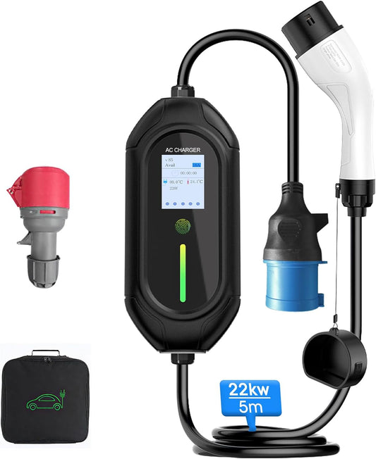 Mobiel Laadstation Elektrische Auto – Laadzuil EV Oplader – Elektrische Wagen Laadkabel – Snellader 11 kW – Driefasig 16A 380V – Robuust Duurzaam Ontwerp