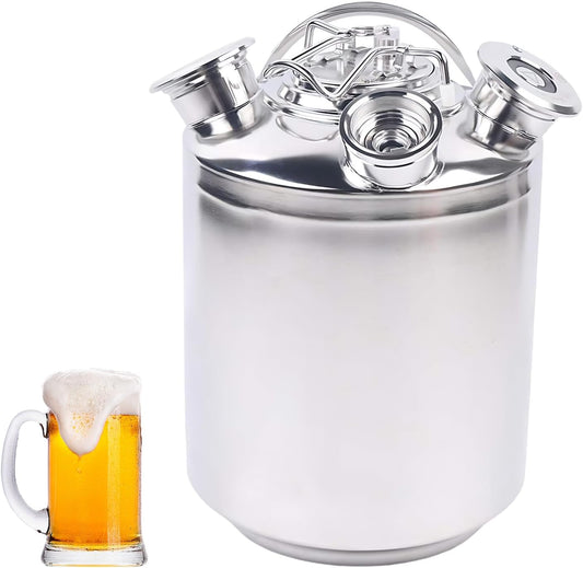 Bier reinigingsvat 10L roestvrij staal - 3-koppige tapinstallaties reinigingsset incl. Keg-spiesen A, S, G - Biertap en bierleidingreiniger - roestvrij 10L reinigingscontainer