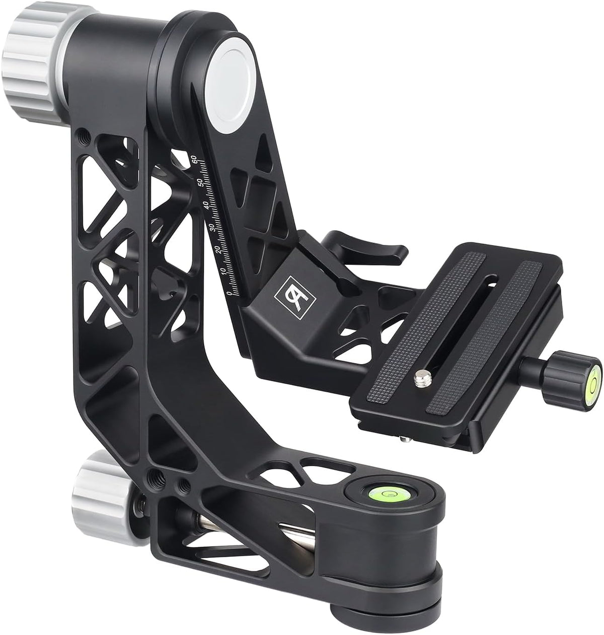 ARTCISE gimbal statiefkop met handvat, GH7 draagbare lichtgewicht heavy duty koppen met standaard 1/4 '' quick release plaat en bubbelniveau voor DLSR camera statief, max belasting 25kg