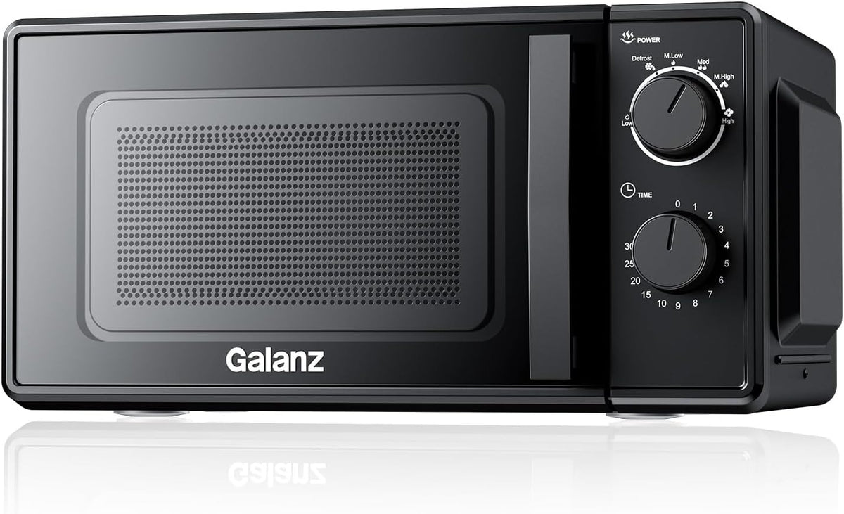 Galanz Solo-magnetron 20 l P70T20L-VB, 700 W magnetron met 6 standen, 0 tot 30 minuten timer, eenvoudige reiniging met glazen draaiplaat (zwart)