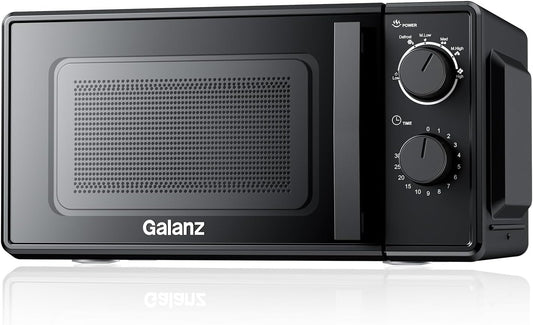 Galanz Solo-magnetron 20 l P70T20L-VB, 700 W magnetron met 6 standen, 0 tot 30 minuten timer, eenvoudige reiniging met glazen draaiplaat (zwart)