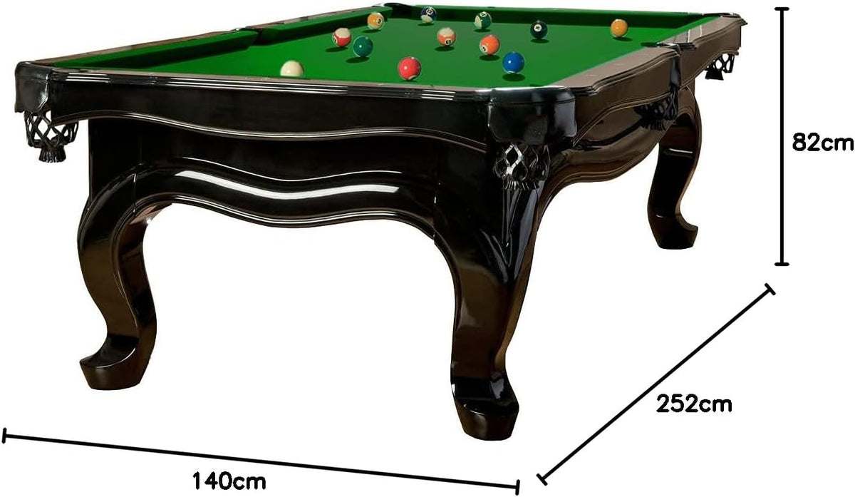 Billiard table pool table model Piano 8 ft. with high-quality K-55 band rubber and free choice of cloth color: Simonis 860 yellow green - QUORE