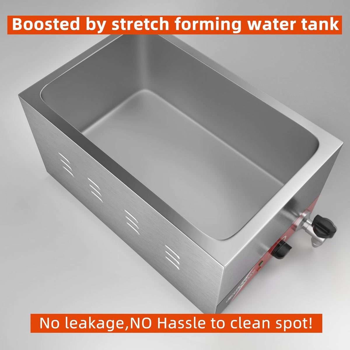 crosson Professionele elektrische badkuip, 1500 W, elektrische badkuip, van roestvrij staal, met kraan, 3 x 1/3 GN containers met deksel, instelbare temperatuur 30 °C - 85 °C