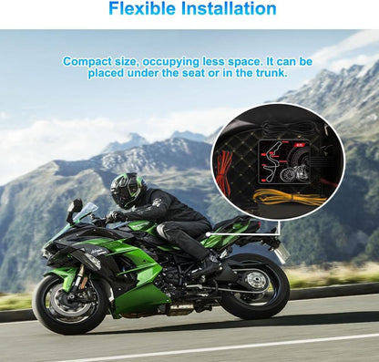 VSYSTO WiFi Motorfiets Dashcam, OLED Display Kabelcontroller, Hoge Snelheid Video Download, Waterdichte 1080P Voor- en Achtercamera, Temperatuurweergave, Fouttrillingswaarschuwing (Q3L)