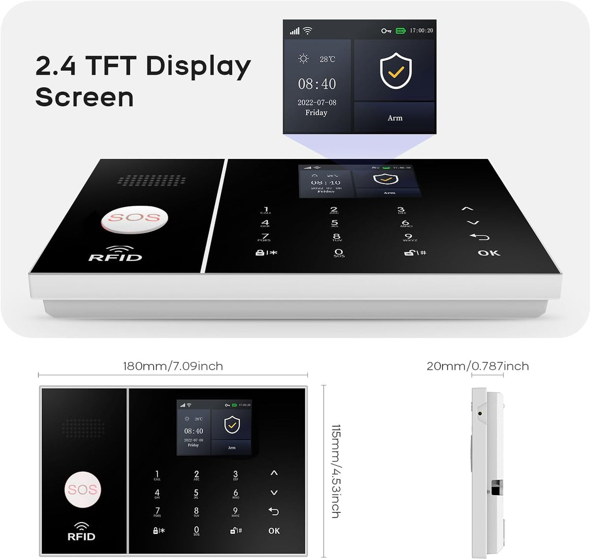 PGST Home Alarmsystemen, Alarmsysteemkit met telefoonwaarschuwing (ondersteuning 2.4G Wifi), 4G SIM-alarmsirene, deur-/raamsensoren, afstandsbedieningen, werken met Alexa, voor huis, appartement,