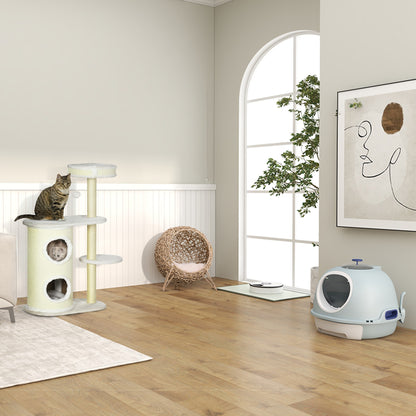 Kattenmand – Kattenbed – Kattenhuis – Kattenkussen – Kattenhol – Beige Kleur – Ø 52 x 58 cm – Duurzaam Imitatie Rattan Resin