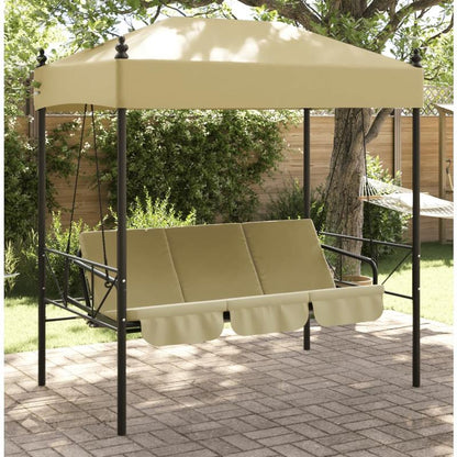 Hollywood Schommelbank – Tuinbank – Zitzak Schommel – Lounger – Swingbed – Stabiel Stalen Frame – Polyester Zonnedak – Sandkleur