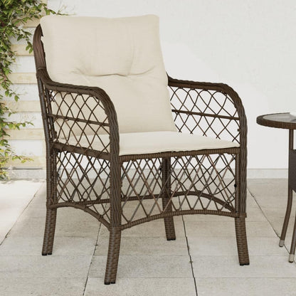 Tuinstoelen – Tuinzetels – Loungestoelen – Campingstoelen – Terrasstoelen – Poly Rattan – Weerbestendig Met Dikke Kussens – Afneembare Wasbare Kussenhoezen – Bruin – Set Van 2