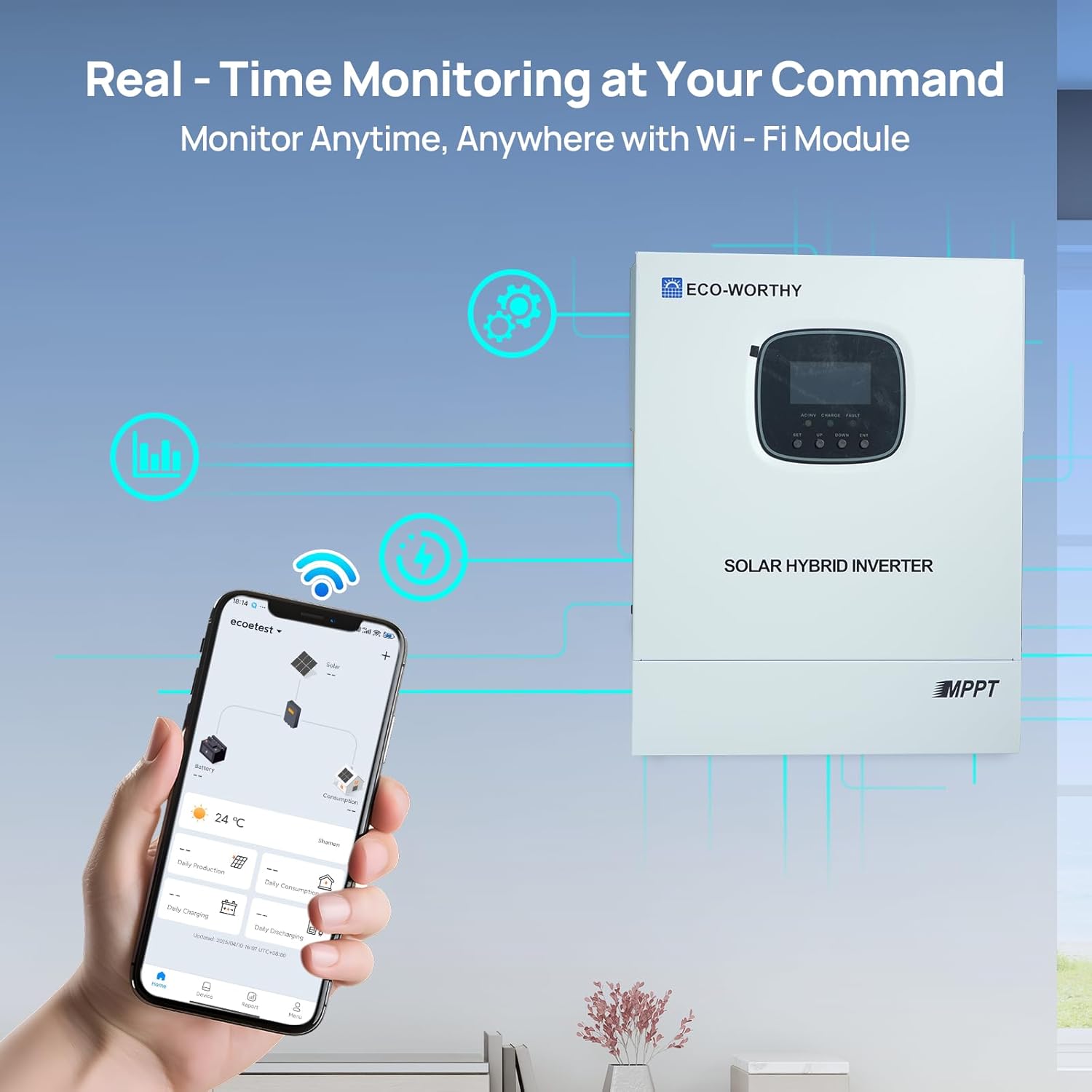 ECO-WORTHY 48 V 3000 W hybrid inverter for independent from the grid - QUORE