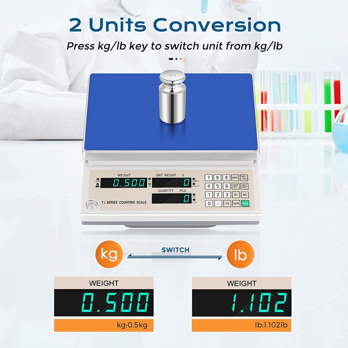 Bonvoisin Digitale weegschaal, 3-30 kg, precisieonderdelen, weegschaal, muntenteller, kg/lb omrekeneenheid, elektronische weegschaal, industriële weegschaal (30 kg/66 lb, 1 g/0,0022 lb)