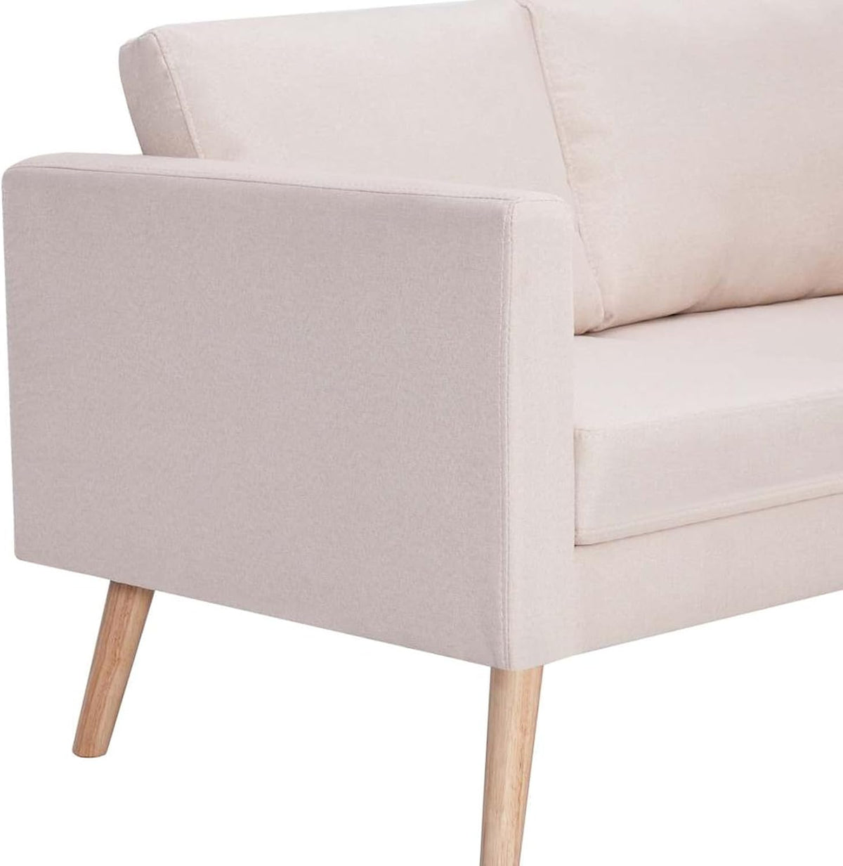 Gecheer 2 Seater Sofa with Seat Cushion, Upholstered Sofa for Living Room, Office, Bed, Lounge, Sofa Bed, Wooden Frame and Fabric, 116 x 70 x 73 cm, Cream White - QUORE