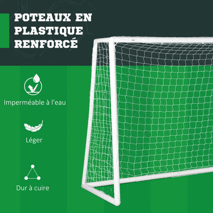 Voetbaldoel – Doelnet – Trainingdoel – Tuindoel – Voetbalgoal – Wit – Lichtgewicht PVC Frame – Inclusief Grondpennen 300x120x200 cm