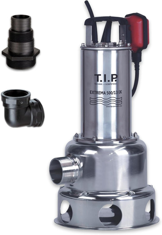 T.I.P. Extrema 500/13 IX 30171 Vuilwaterpomp, bouwpomp, debiet tot 30.000 l/u, opvoerhoogte max. 6 m/max. druk 1,3 bar, geschikt voor reinigingsmiddel, gegoten precisieloopwiel van roestvrij staal