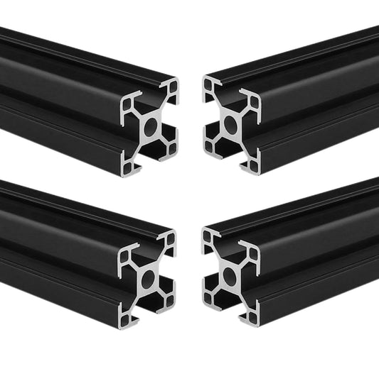 Aluminium Profiel – Alu Profiel – T-Groef Profiel – Extrusie Profiel – Lineaire Rail – 30x30 mm – 600 mm Lengte – Geanodiseerd Zwart – Set Van 4 Stuks