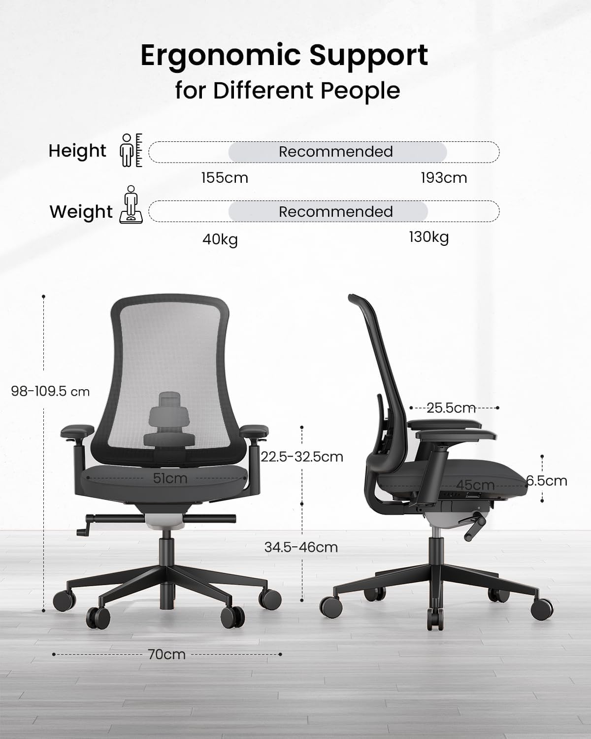 ProtoArc Flexer Pro Ergonomische Bureaustoel - Mesh Bureaustoel met Lendensteun, Schuifzitting en 4D Armleuningen, Ademend Mesh van Wintex, Kantelvergrendeling, Metalen Onderstel voor Thuis