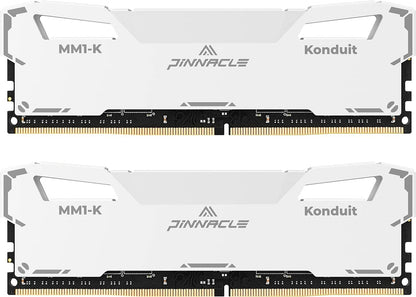 Timetec Pinnacle Konduit DDR4 3200MHz PC4-25600 CL16-18-18-38 XMP2.0 Overklokken 1.35V Compatibel voor AMD en Intel Desktop Gaming PC Memory Module RAM - Wit (16GB Kit(2x8GB) 3200MHz)