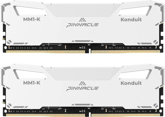 Timetec Pinnacle Konduit DDR4 3200MHz PC4-25600 CL16-18-18-38 XMP2.0 Overklokken 1.35V Compatibel voor AMD en Intel Desktop Gaming PC Memory Module RAM - Wit (16GB Kit(2x8GB) 3200MHz)