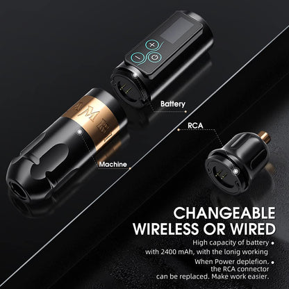 Vibe - Tattoo Machine - Tattoo pen - Tattoo Set - Complete set voor beginners & gevorderden - Tattoo Machine Pen - 10000RPM - 12V - 2400mAh - Gouden - QUORE