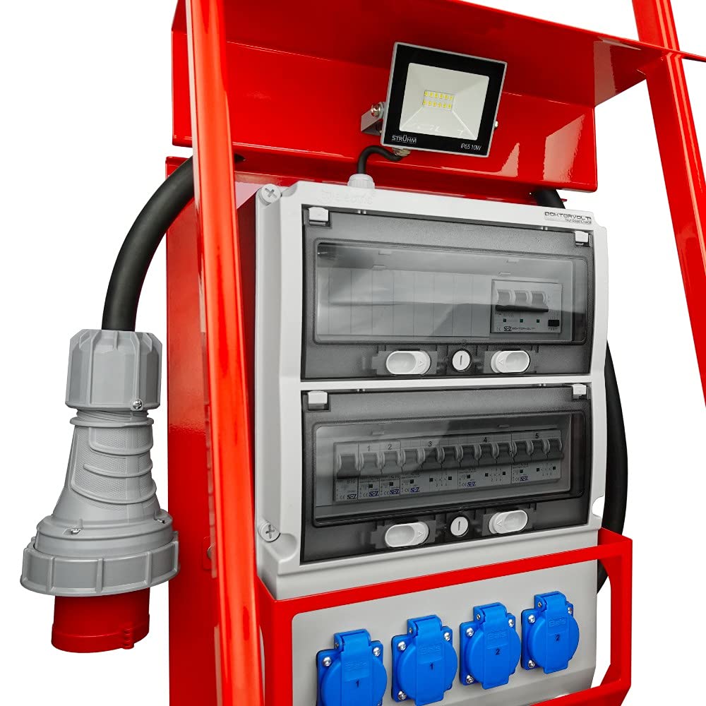 Bouwstroomverdeler met standaard stroomverdeler eXT S/FI SET 32A 2x16A 4x230V Frans/Belg System