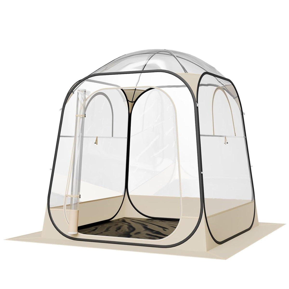 VEVOR Pop-up-sporttent, transparant, 160 x 160 cm, voor 2 tot 4 personen, waterdichte capsule voor buiten, met mat en afdekking, igloo koepeltent voor de tuin