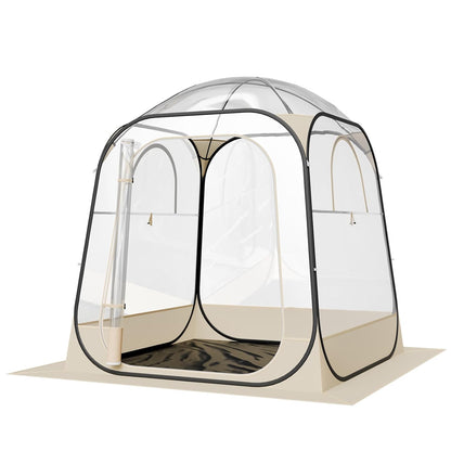 VEVOR Pop-up-sporttent, transparant, 160 x 160 cm, voor 2 tot 4 personen, waterdichte capsule voor buiten, met mat en afdekking, igloo koepeltent voor de tuin