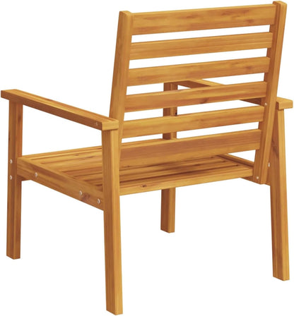 Garden Chair Set of 2 66.5 x 65 x 81 cm Solid Wood Acacia Wood Armchair Lounge Chair Chair for Bedroom - QUORE