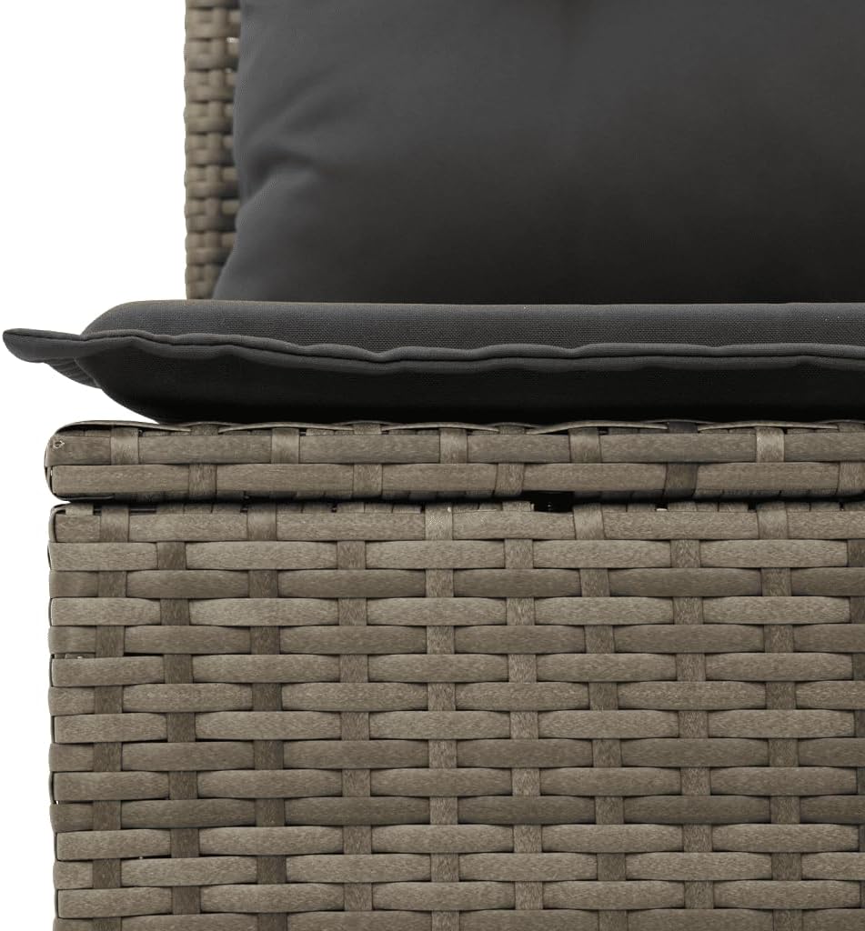 vidaXL 5-Piece Lounge Set with Cushions Poly Rattan Grey, Garden Set, Garden Furniture, Patio Set, Garden Furniture, Lounge Sofa, Lounge Set Garden - QUORE