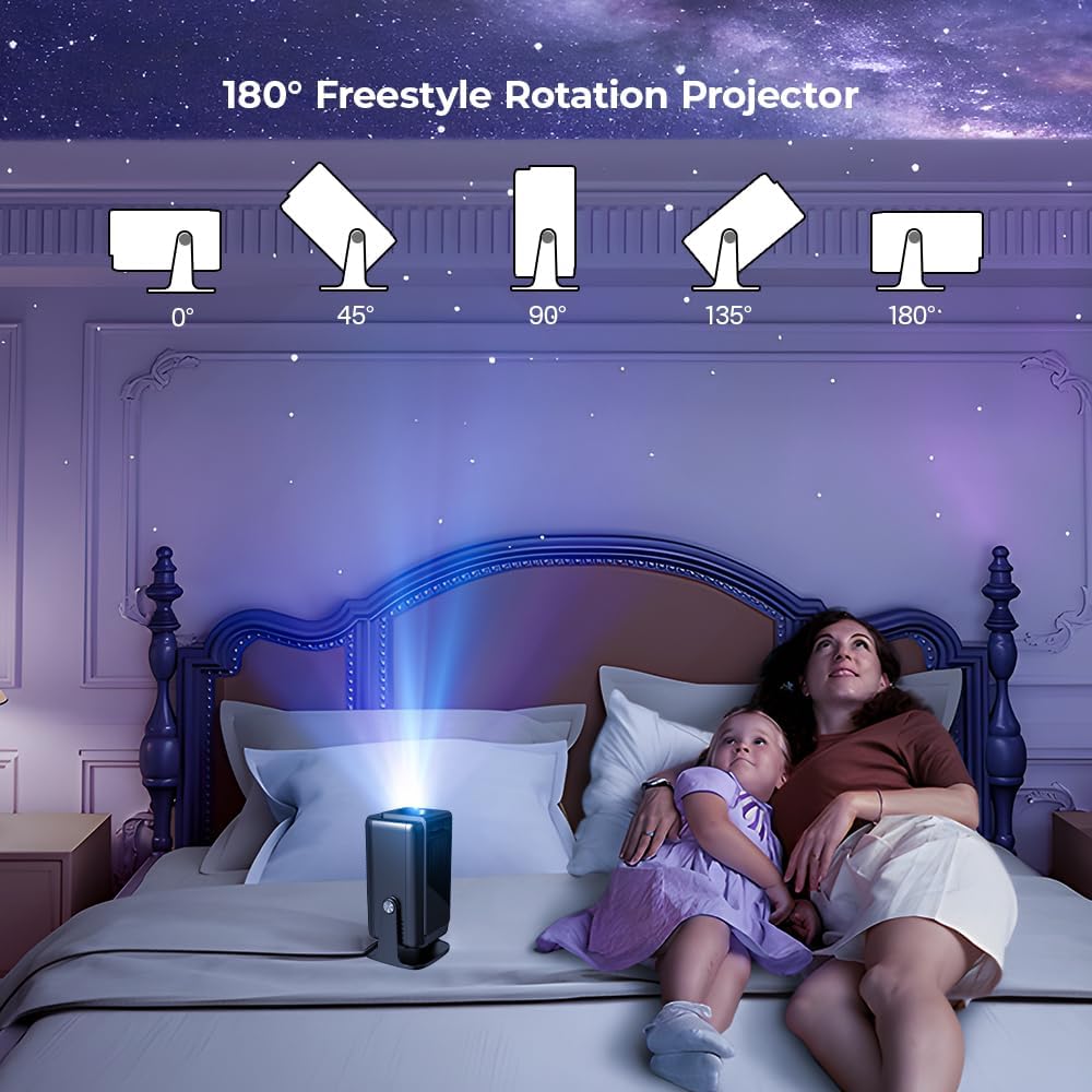 1080P Full HD Mini Smart beamer projector 4K 300ANSI met Android 13, 12000 lumen mobiele telefoon ondersteuning WiFi 6 en Bluetooth trapeziumcorrectie thuisbioscoop video luidspreker USB-poort + HDMI