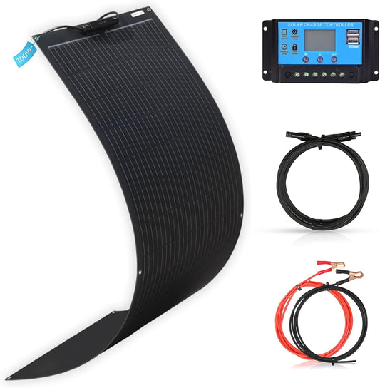 XINPUGUANG 100W 12V Flexibele Zonnepaneel Kit Systeem 18V Fotovoltaïsche Monokristallijne Module 10A Solar Regulator voor Caravan Home Dak Auto Camper Power Charger (100 w)