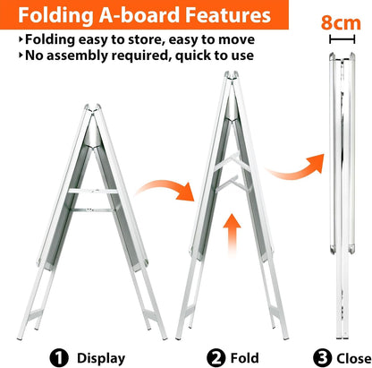 A2 A-Board Bestrating Sign Zilver – Stoepbord – Reclamebord – Posterbord – Presentatiebord – Dubbelzijdig – Aluminium Frame