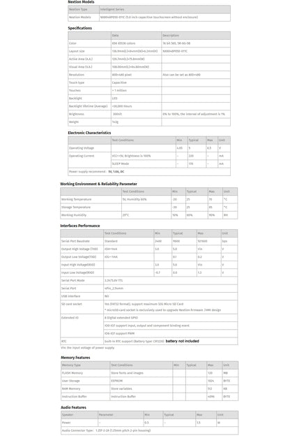 Nextion Display Intelligent NX8048P050-011C Intelligent 5 inch capacitief touchscreen 800 x 480 Seriële LCD TFT HMI weergavemodule NX8048P050-011C ondersteunt audio