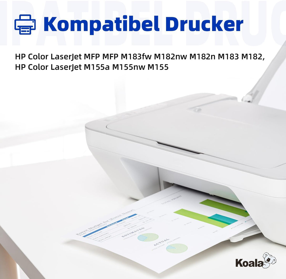 Koala [With Chip] Compatible Toner Cartridges Replacement for HP 216A W2410A W2411A W2412A W2413A for Color Laser MFP M182n M183fw M183fw LaserJet Pro M155a M155 M182 M183, Black Cyan Magenta Yellow - QUORE