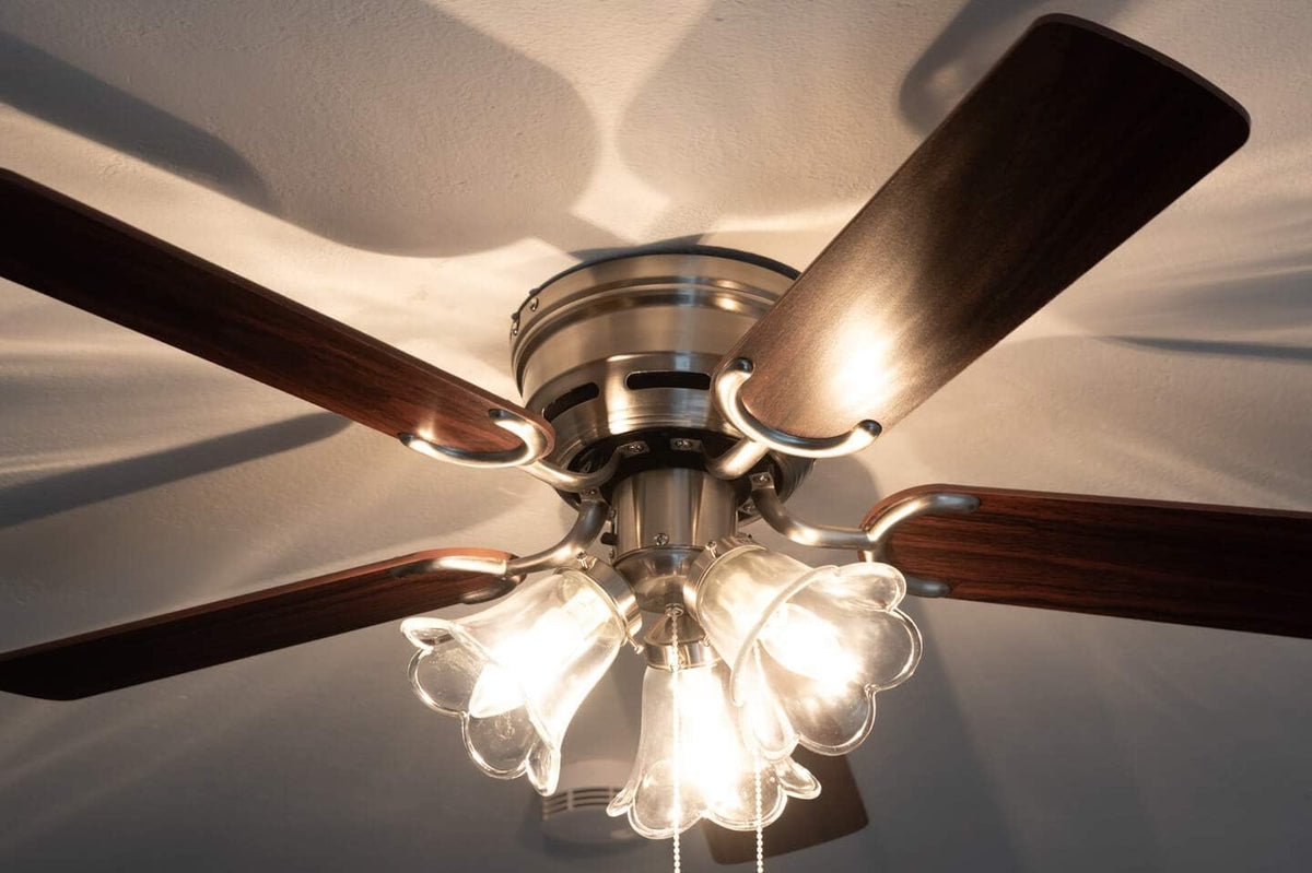Pepeo 105620191 Kisa Deluxe plafondventilator 105 cm geborsteld nikkelvleugel eiken/walnoot inclusief verlichting en trekschakelaar