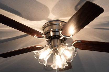 Pepeo 105620191 Kisa Deluxe plafondventilator 105 cm geborsteld nikkelvleugel eiken/walnoot inclusief verlichting en trekschakelaar