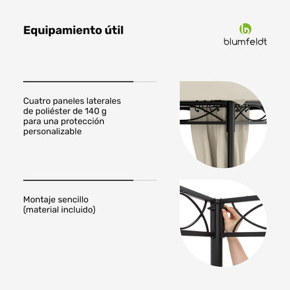 Tuinpaviljoen – Tuinoverkapping – Tuinkamer – Tuinlounger – Tuinhuisje – 295x267x295 cm – Water- en UV-bestendig Polyester – Roestvrij Stalen Frame