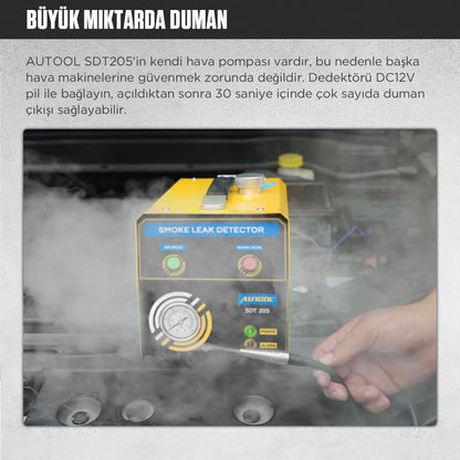 AUTOOL SDT205 Auto Rookmachine Lekdetector met Dual Modes, EVAP Systeem Brandstofleiding Lekkage Tester/Locator Diagnostisch Hulpmiddel voor Alle 12V Voertuigen, Evap-rookmachine met adapter